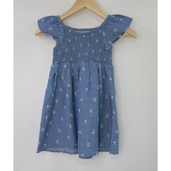 NWOT Cat & Jack Girl's Chambray Short Sleeve Faux Button Front Dress Size XS 4/5 - Picture 2 of 7